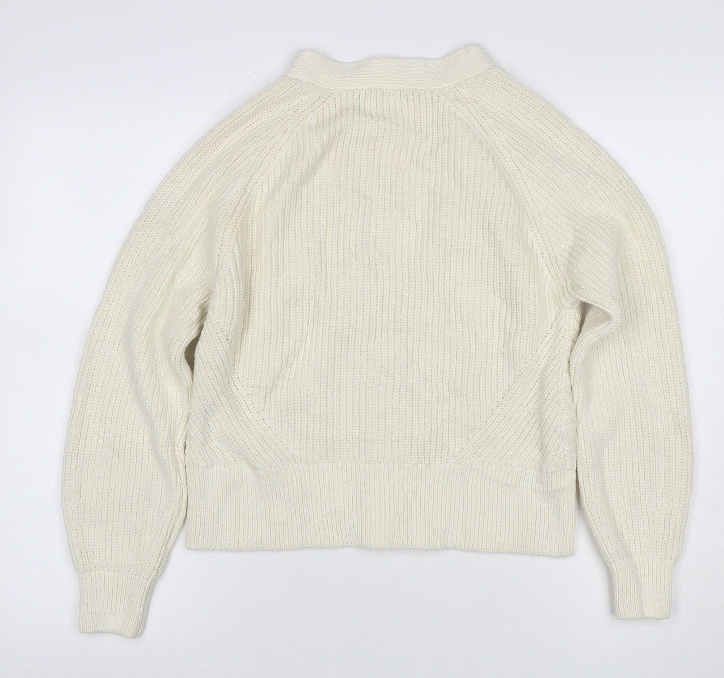 Marks and Spencer Women Ivory UK 14 Chunky Knit V-Neck Cardigan