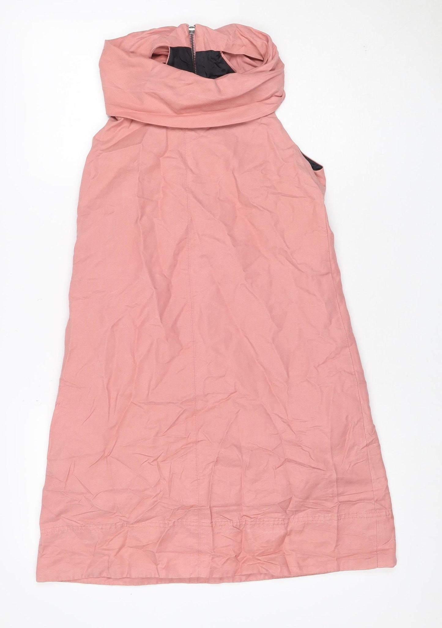 Zara Woman Pink S Knee Length Cowl Neck Zip Sheath Dress