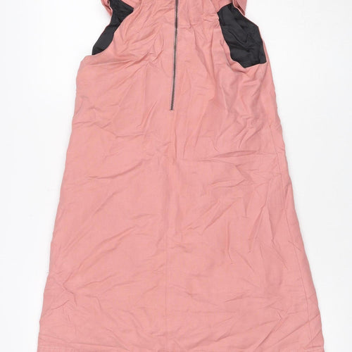 Zara Woman Pink S Knee Length Cowl Neck Zip Sheath Dress