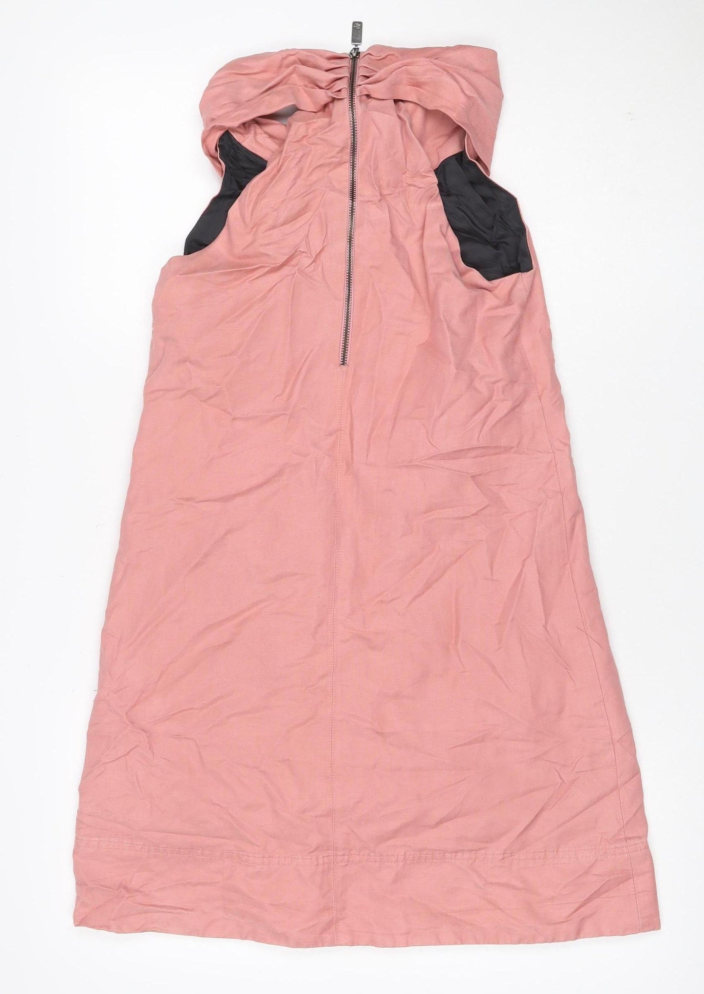 Zara Woman Pink S Knee Length Cowl Neck Zip Sheath Dress