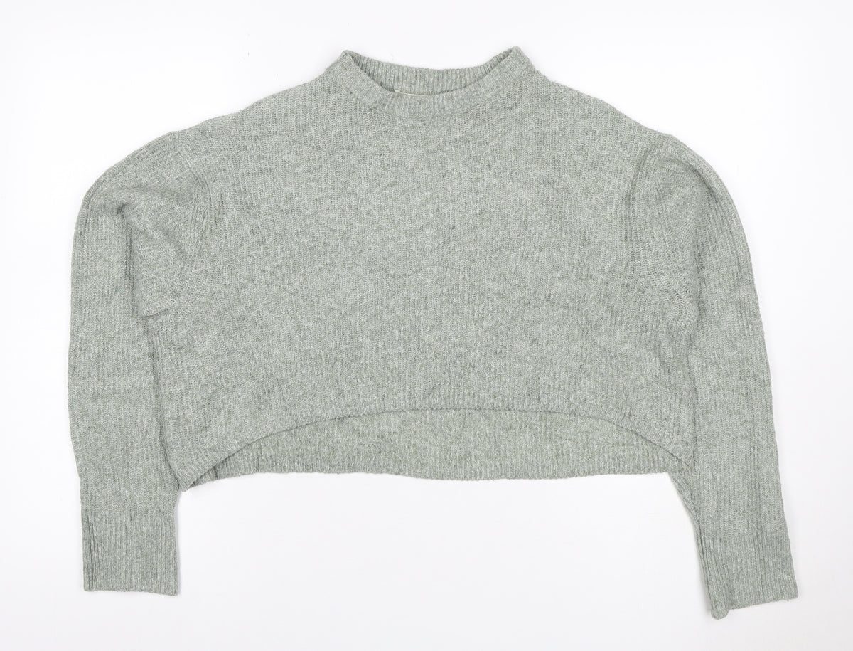 Back view of Pull&Bear Women’s Green M Mock Neck Knit jumper
