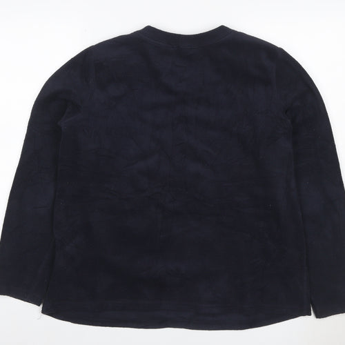 Lands' End Women’s Navy Blue L Fleece Button Shoulder Sweatshirt