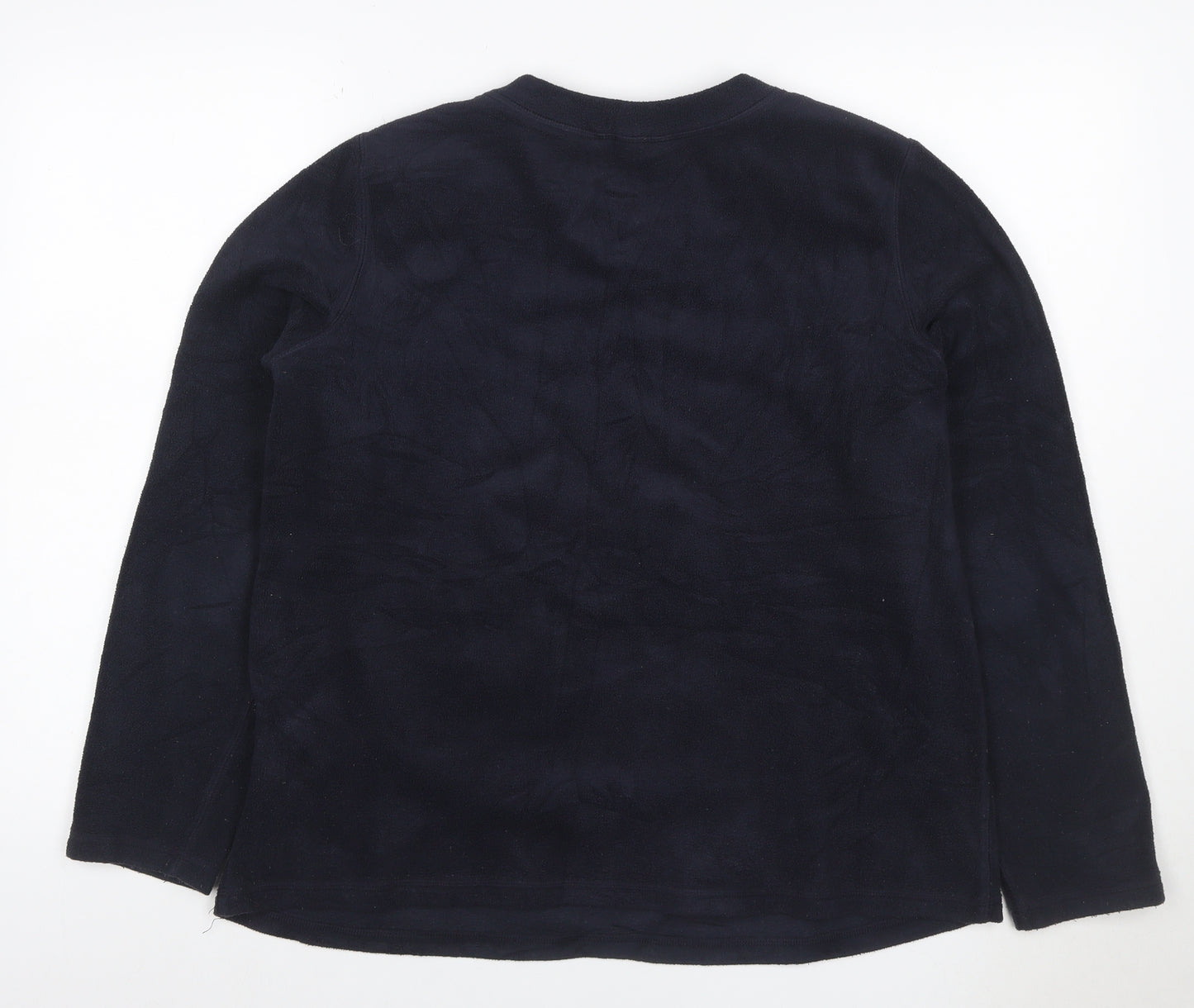 Lands' End Women’s Navy Blue L Fleece Button Shoulder Sweatshirt