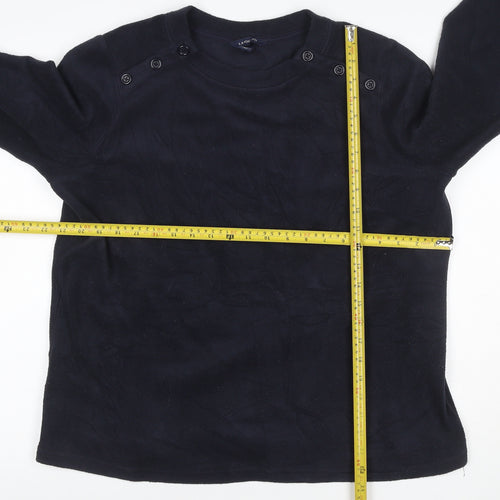 Lands' End Women’s Navy Blue L Fleece Button Shoulder Sweatshirt