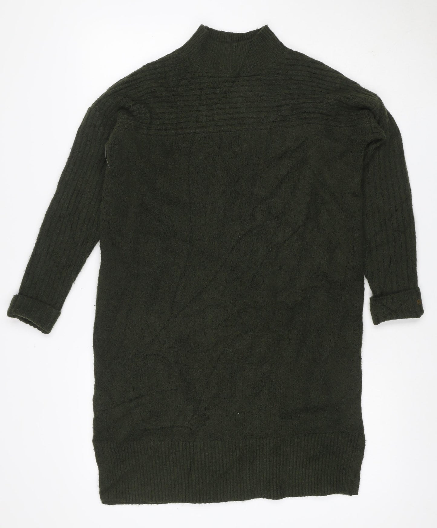 Fat Face Women Green UK 16 Cable Knit Mock Neck Jumper Dress
