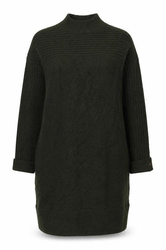 Front view of FatFace Women Green UK 16 Cable Knit Mock Neck Jumper Dress
