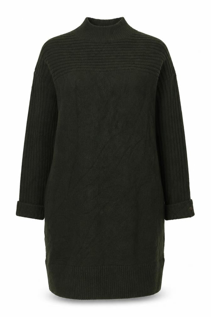 FatFace Women Green UK 16 Cable Knit Mock Neck Jumper Dress