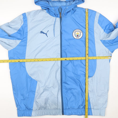 Puma Men's Blue XL Manchester City Hooded Windbreaker Football Jacket