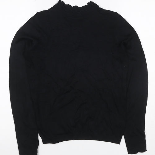 Next Women’s Black XS Ruffle Neck Long Sleeve Knit Pullover Jumper