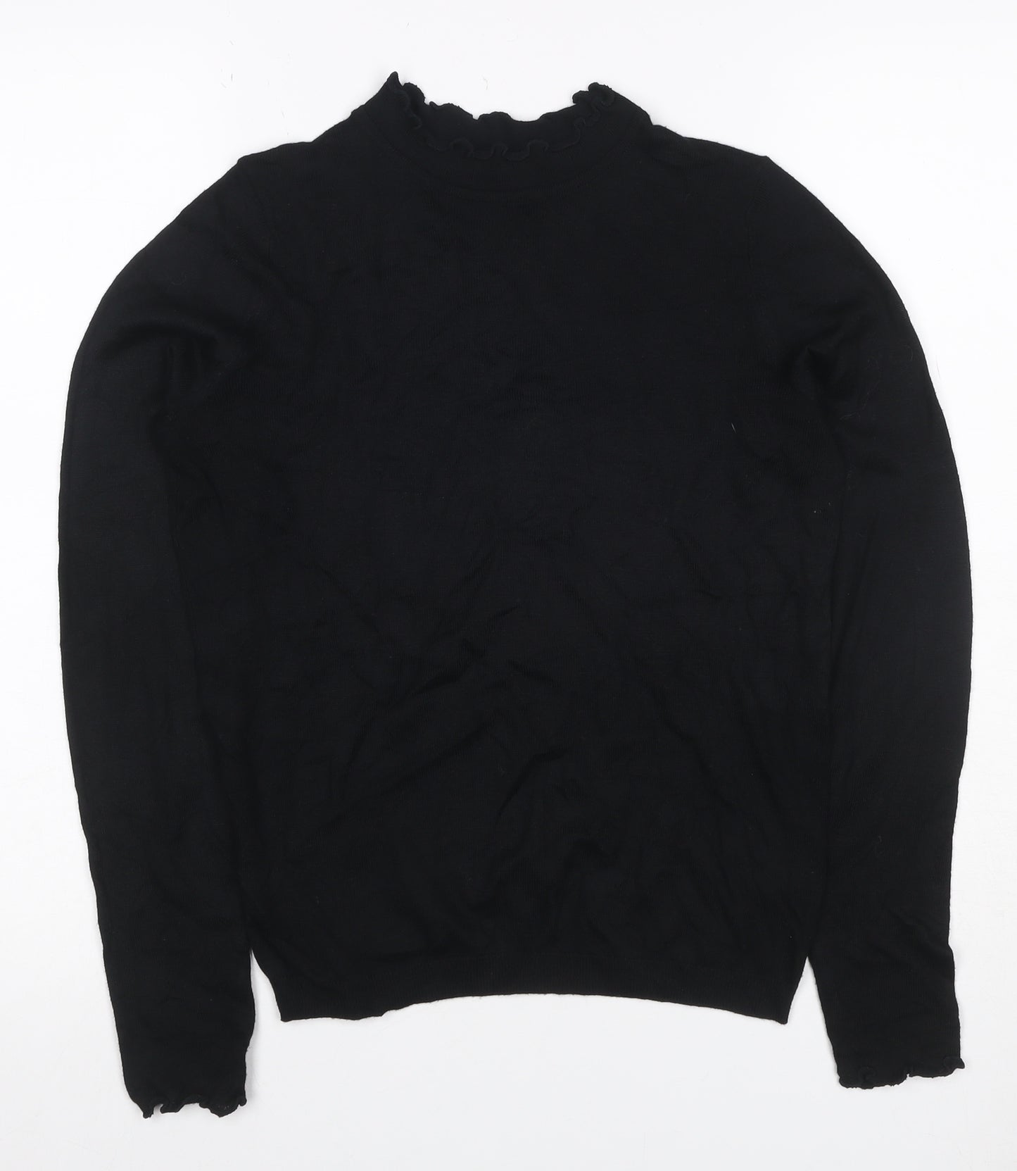 Next Women’s Black XS Ruffle Neck Long Sleeve Knit Pullover Jumper
