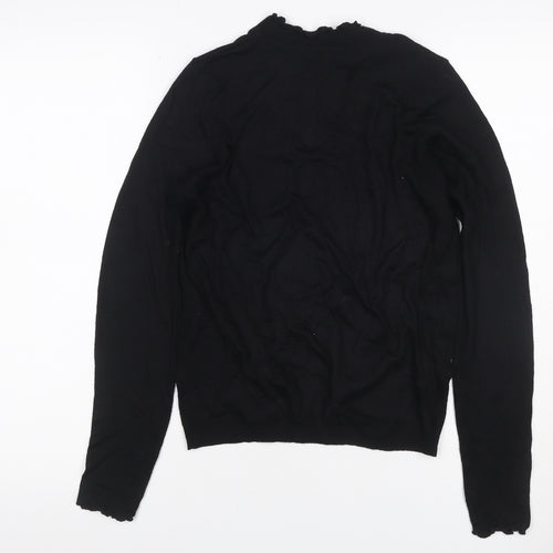 Next Women’s Black XS Ruffle Neck Long Sleeve Knit Pullover Jumper