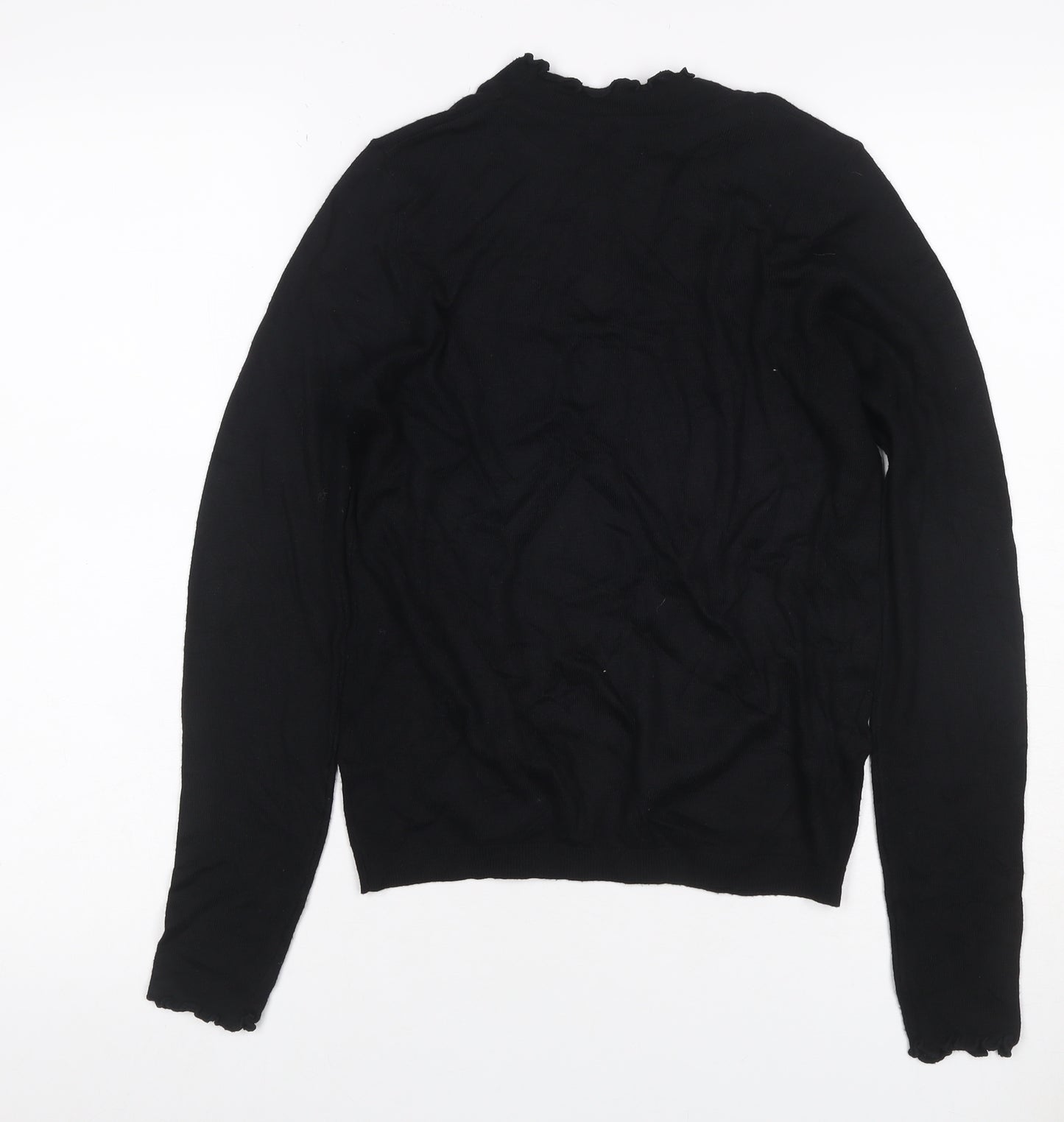 Next Women’s Black XS Ruffle Neck Long Sleeve Knit Pullover Jumper