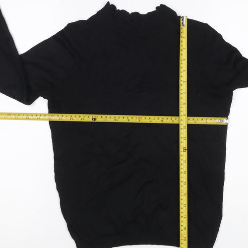 Next Women’s Black XS Ruffle Neck Long Sleeve Knit Pullover Jumper