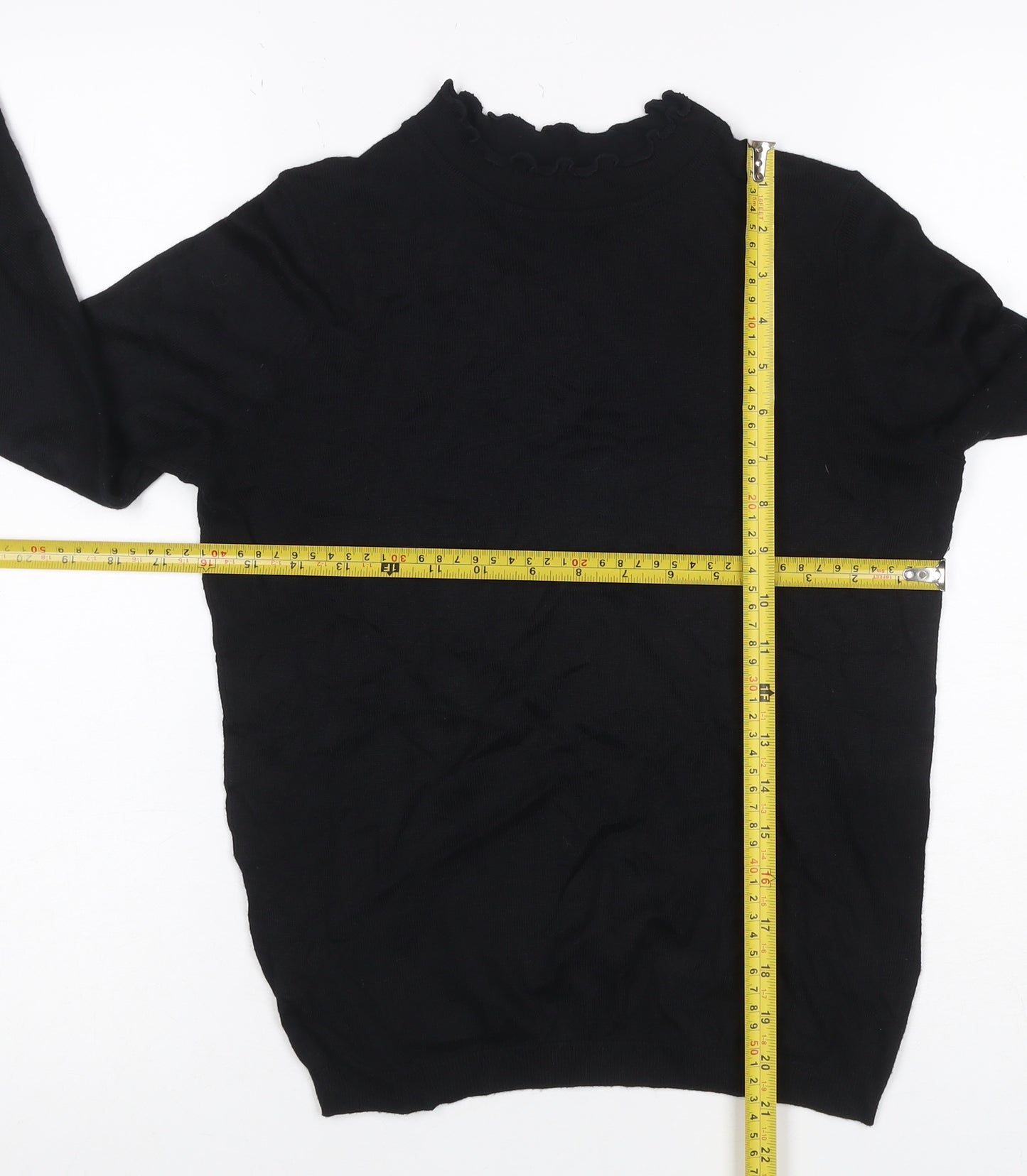 Next Women’s Black XS Ruffle Neck Long Sleeve Knit Pullover Jumper