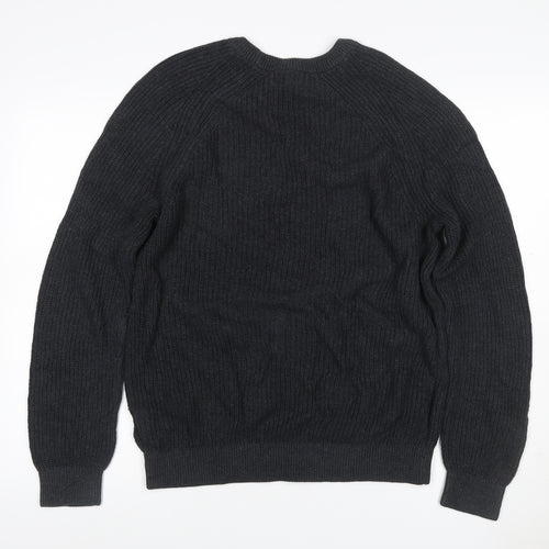 Paul Costelloe Men’s Black L Cable Knit Crew Neck Pullover Jumper