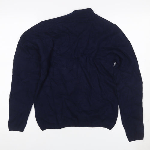 Isle Essentials Women's Navy Merino Roll Neck Pullover Jumper S