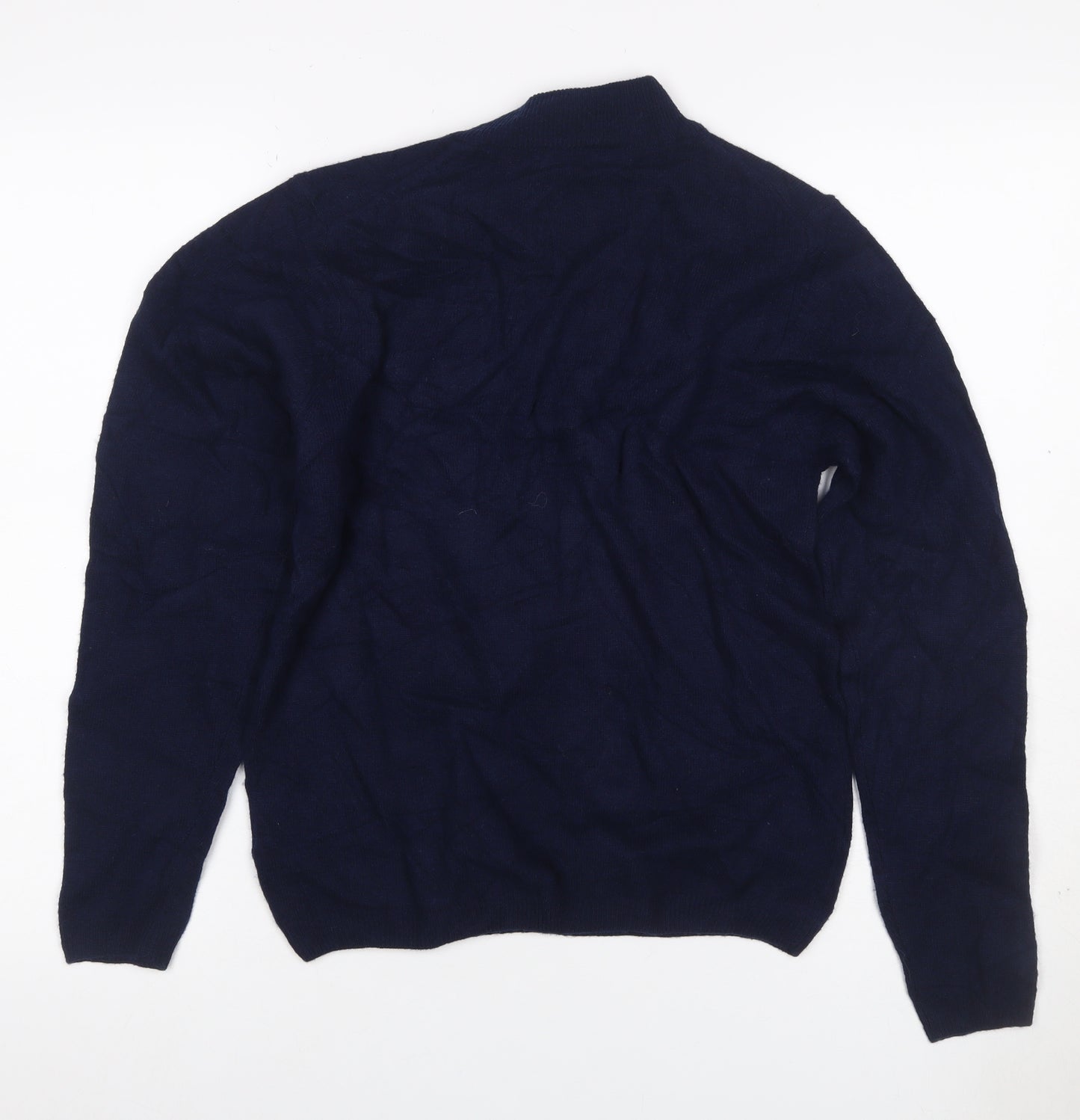 Isle Essentials Women's Navy Merino Roll Neck Pullover Jumper S