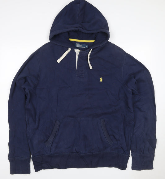 Polo Ralph Lauren Men’s Blue XL Henley Hoodie Embroidered Logo