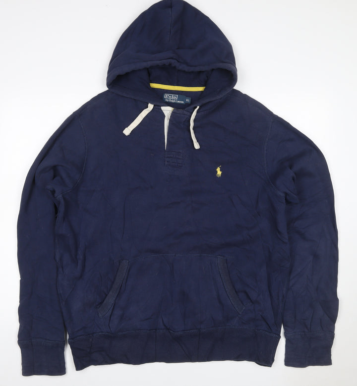 Polo Ralph Lauren Men’s Blue XL Henley Hoodie Embroidered Logo