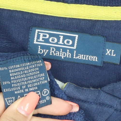 Polo Ralph Lauren Men’s Blue XL Henley Hoodie Embroidered Logo