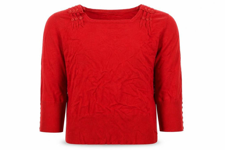 Roman Women’s Red Size 14 Square Neck Button Detail Knit Jumper