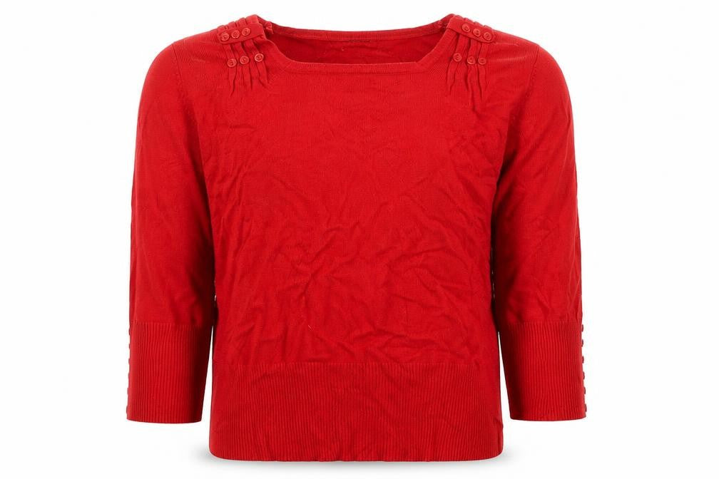 Roman Women’s Red Size 14 Square Neck Button Detail Knit Jumper