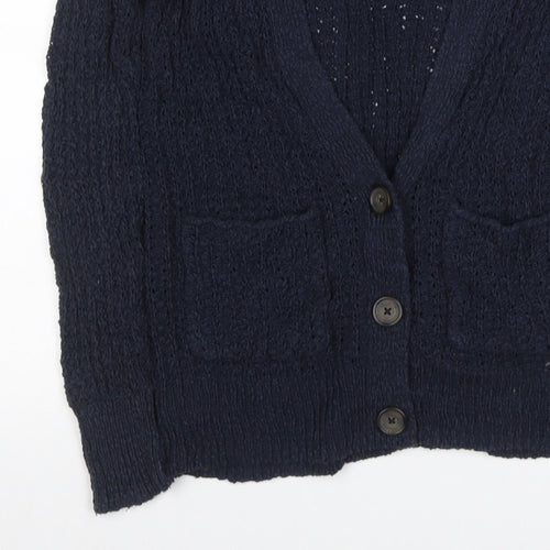 Hollister Women Blue XS Cable Knit V-Neck Button Cardigan