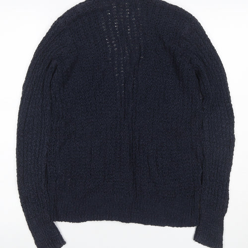 Hollister Women Blue XS Cable Knit V-Neck Button Cardigan