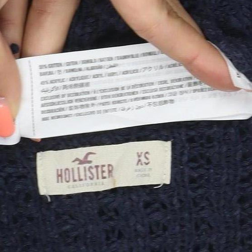 Hollister Women Blue XS Cable Knit V-Neck Button Cardigan