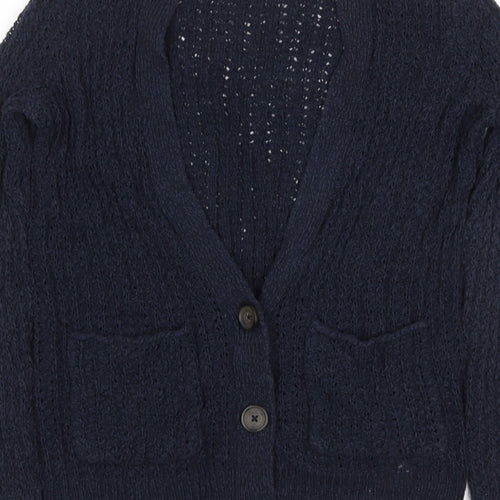 Hollister Women Blue XS Cable Knit V-Neck Button Cardigan