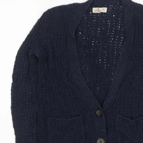 Hollister Women Blue XS Cable Knit V-Neck Button Cardigan