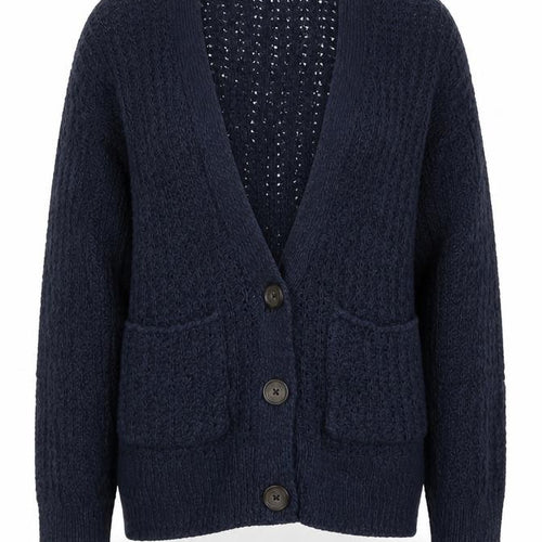 Hollister Women Blue XS Cable Knit V-Neck Button Cardigan