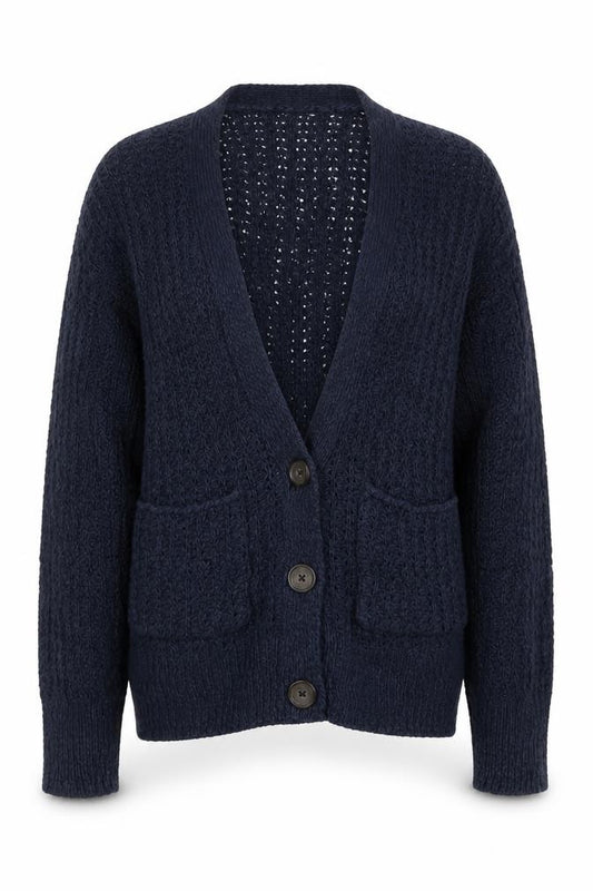 Hollister Women Blue XS Cable Knit V-Neck Button Cardigan