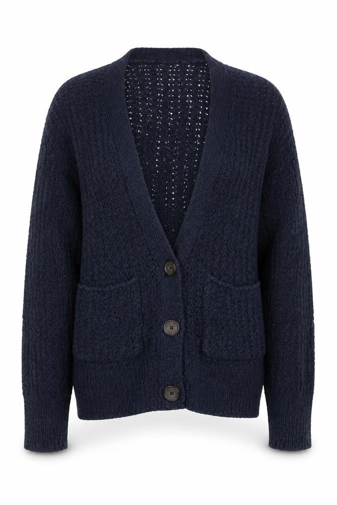 Hollister Women Blue XS Cable Knit V-Neck Button Cardigan
