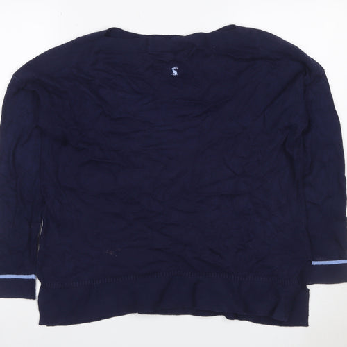 Joules Women Navy UK 12 Cotton Blend Boat Neck Long Sleeve Jumper