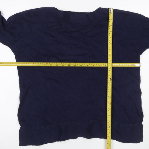 Joules Women Navy UK 12 Cotton Blend Boat Neck Long Sleeve Jumper