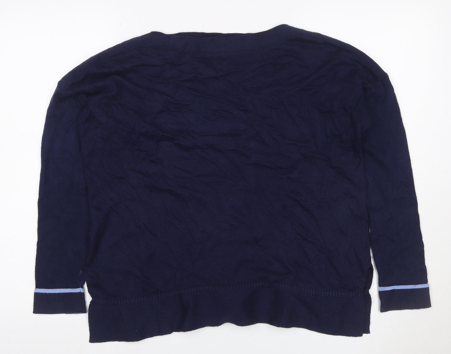 Joules Women Navy UK 12 Cotton Blend Boat Neck Long Sleeve Jumper