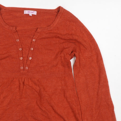Per Una Women Orange Size 14 Henley Tunic Jumper Long Sleeve