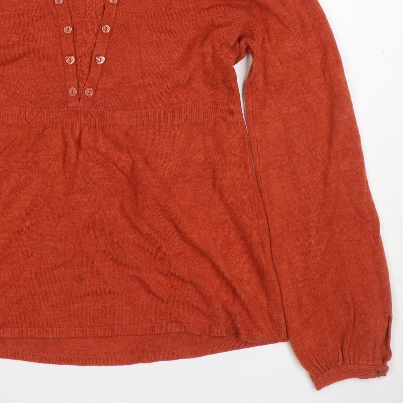 Per Una Women Orange Size 14 Henley Tunic Jumper Long Sleeve