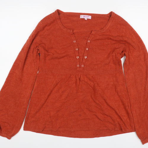 Per Una Women Orange Size 14 Henley Tunic Jumper Long Sleeve