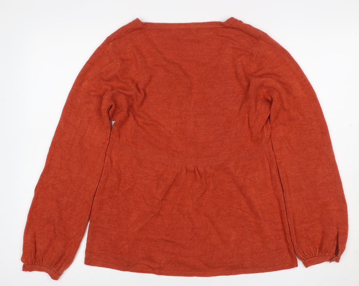 Per Una Women Orange Size 14 Henley Tunic Jumper Long Sleeve