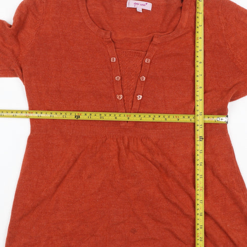 Per Una Women Orange Size 14 Henley Tunic Jumper Long Sleeve