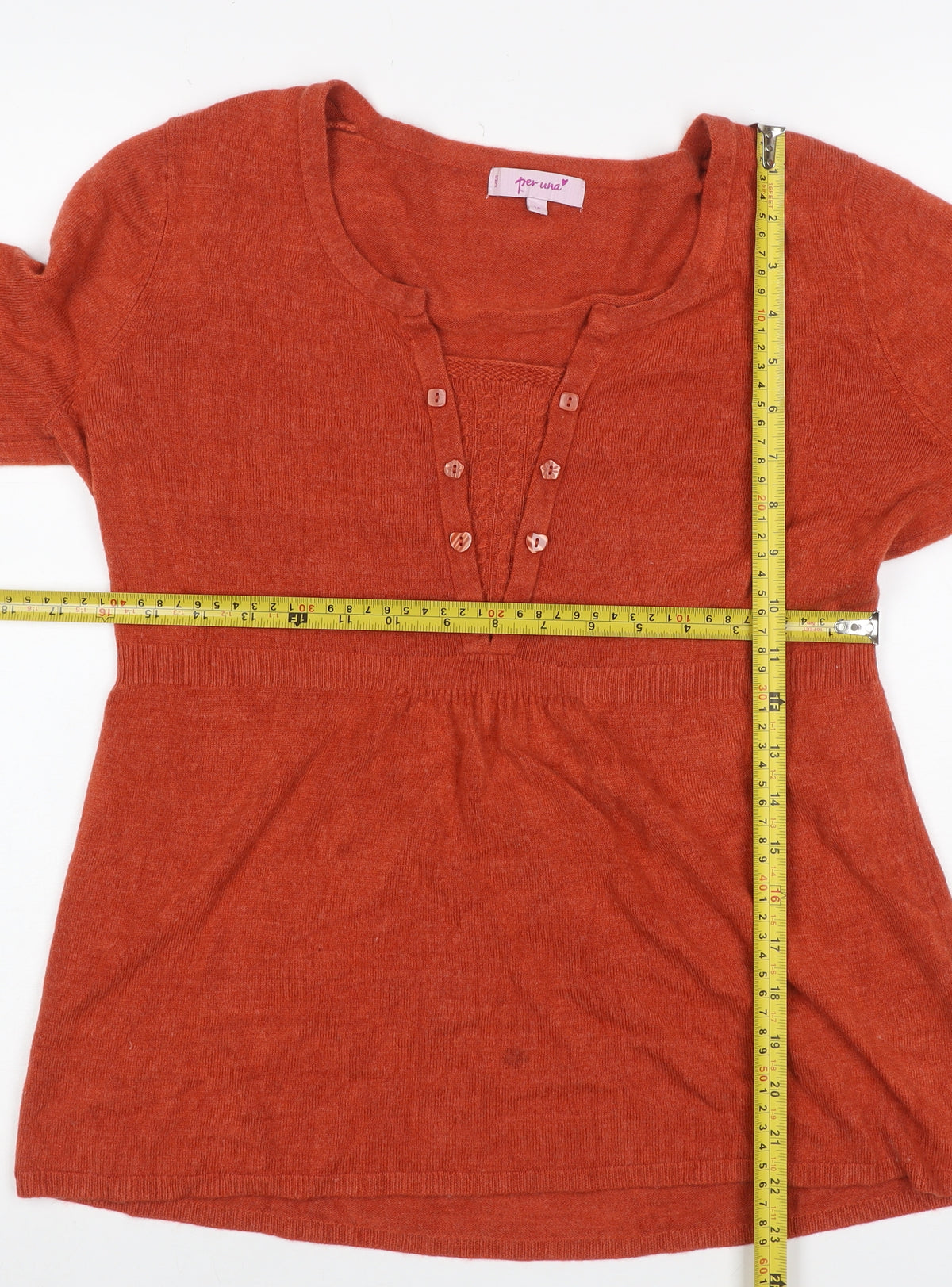 Per Una Women Orange Size 14 Henley Tunic Jumper Long Sleeve