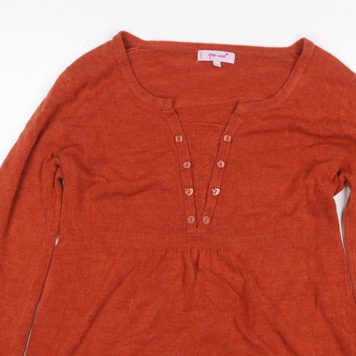 Per Una Women Orange Size 14 Henley Tunic Jumper Long Sleeve