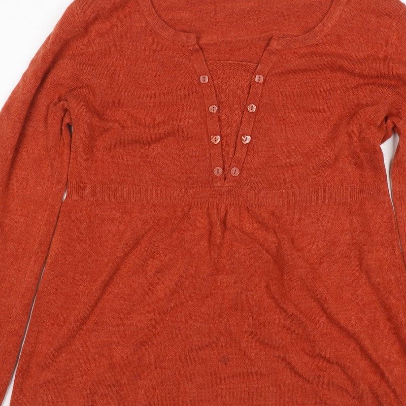 Per Una Women Orange Size 14 Henley Tunic Jumper Long Sleeve
