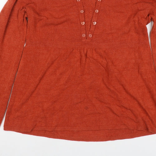 Per Una Women Orange Size 14 Henley Tunic Jumper Long Sleeve