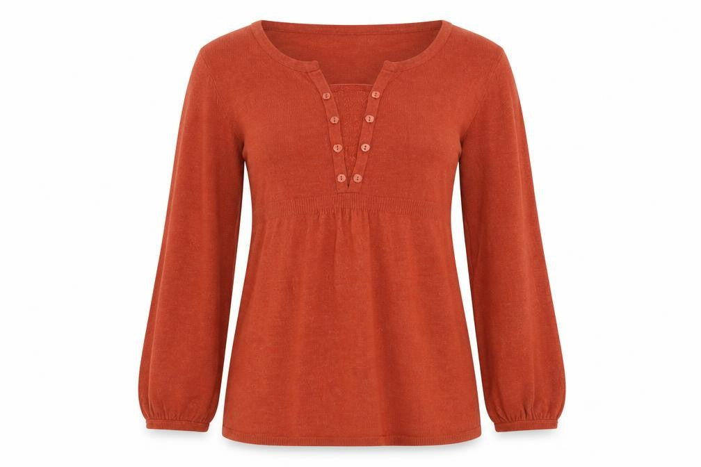 Per Una Women Orange Size 14 Henley Tunic Jumper Long Sleeve
