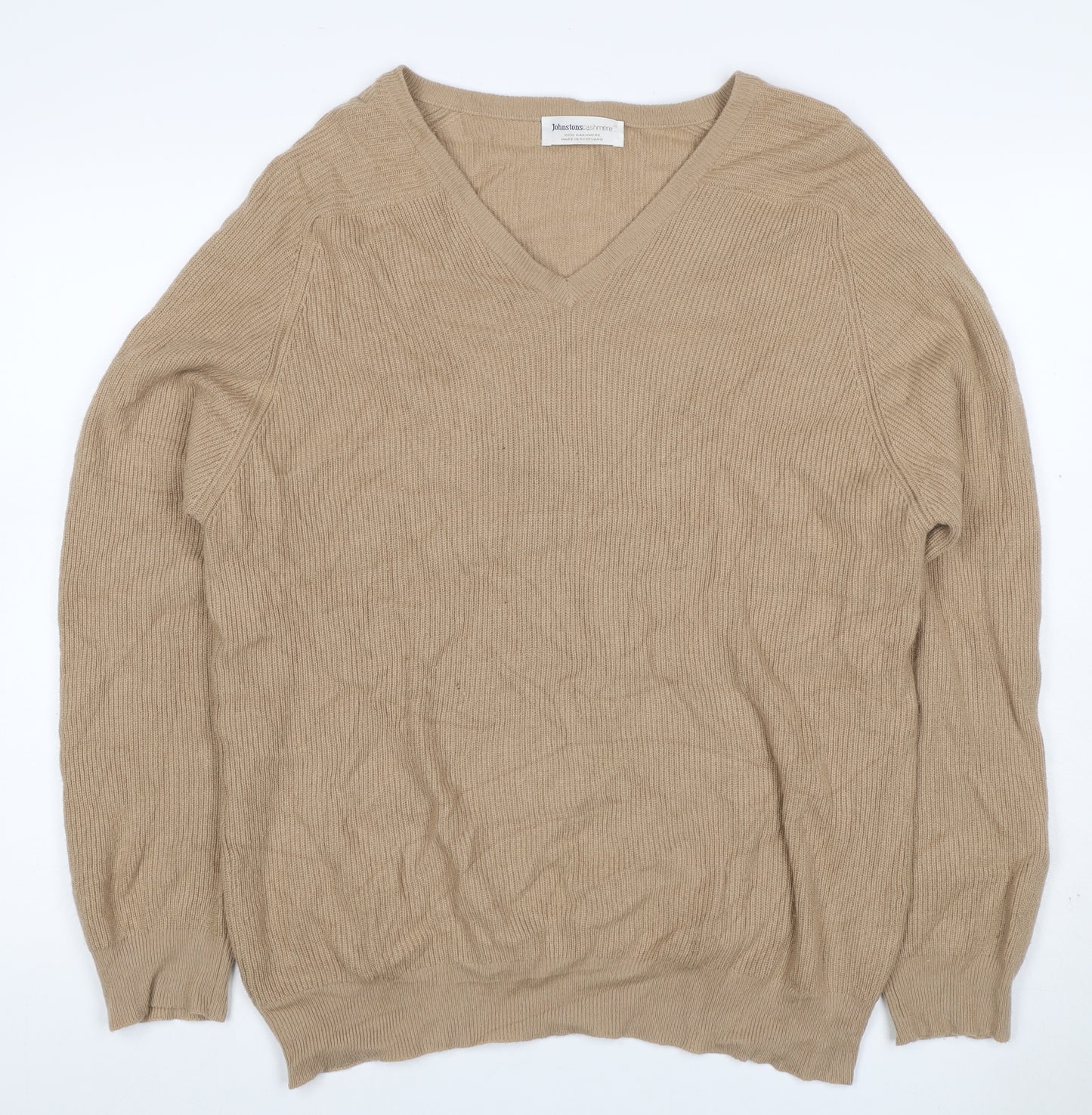 Johnstons Cashmere Women’s Beige M V-Neck Raglan Sleeve Jumper