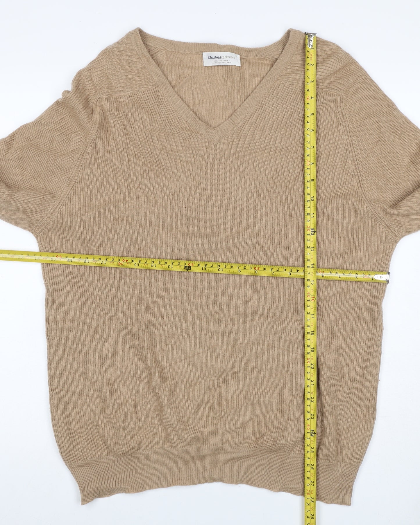 Johnstons Cashmere Women’s Beige M V-Neck Raglan Sleeve Jumper