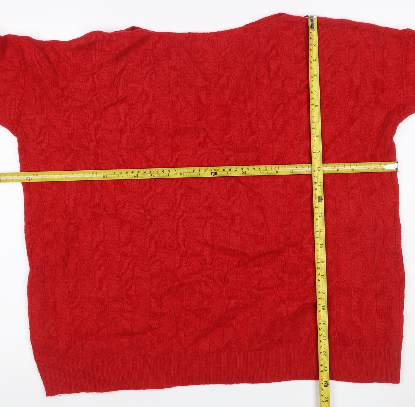 Polo Ralph Lauren Women Red M Cable Knit Merino Cashmere Crew Jumper